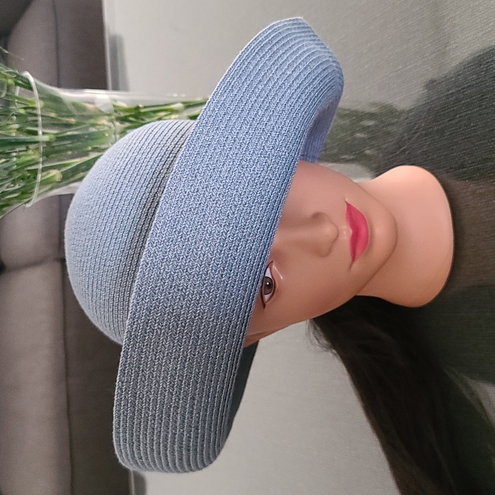 VINTAGE BETMAR NY Blue Oversized Floppy Hat Packable Beach Travel Sun Luxe - Picture 4 of 16